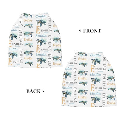 Personalized Baby Car Seat Cover with Name Stroller Canopy Custom Sea Turtle Carseat Cover Newborn Baby Boy Girl Nursing Cover for Moms First Birthday Gift