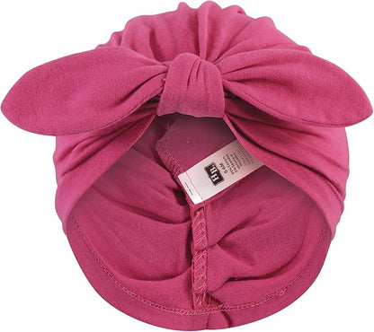 Hudson Baby Infant Girls Turban Cotton Headwraps, 0-24 Months