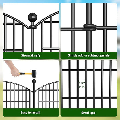 15 Panels Decorative Garden Fence - 32 in (H) x 35.4 ft (L) No Dig Dog Fence Outdoor for Yard, Rustproof Tall Garden Fencecing Panels, Animal Barrier Suitable for Yard Border, Patio, and Outdoor Use