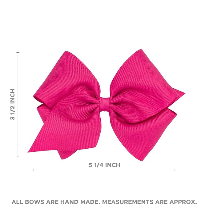Wee Ones Girls' Classic Grosgrain Hair Bows with Plain Wrap Center, No-Slip Hair Clip, Handmade, Oatmeal, Mini King