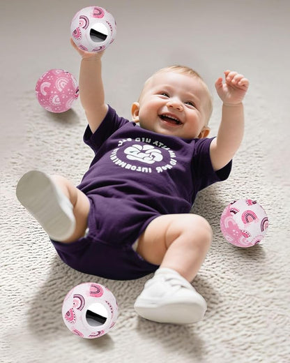 Infant Insert Compatible with 4moms Mamaroo Swing and Infant Carseat, Including 3 Replacement Balls, Reversible Newborn Insert for Baby Swing, Stroller, Bouncer, Soft Fabric - Mauve Rainbow