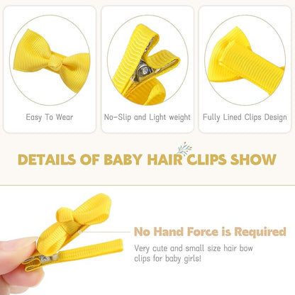 YHXX YLEN 60 PCS Hair Accessories - 2 Inch Fully Lined Non-Slip Bows for Babies, Toddlers and Newborns (30 Color Pairs)