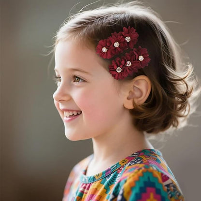 Flower Hair Clips Set for Baby Girl Lightweight Floral Hair Bow Accessories with Boutique Fully Lined Alligator Clip for Toddler Teens Gifts (ATD-FJ10-B)