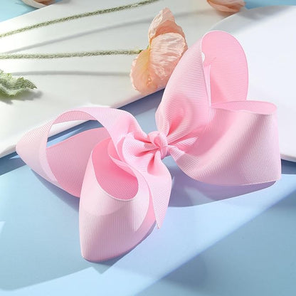 Oaoleer 2PCS 6inch Hair Bows Clips, Pink Layered Grosgrain Ribbon Bows Hair Alligator Clips Hair Barrettes for Baby Girls Infants Toddlers Kids Teens Children