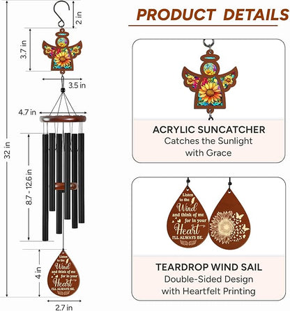 FLAGWIX Sympathy Gifts for Loss of Loved One - Christmas Memorial Wind Chimes for Outside 32 in - Large Outdoor Wind Chimes, Bereavement Gift Ideas, Condolence Memorial Gifts for Loss of Mom Dad