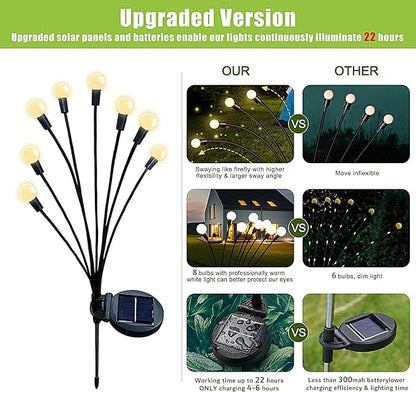 Flumy Solar Garden Lights Outdoor - 6 Pack 48 LED Firefly Lights Waterproof, Garden Decorations for Yard Patio Pathway Lawn Outside, Unique Gifts for Grandma Women, Solar Decor Warm White