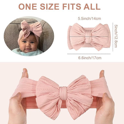 CÉLLOT 6 Pcs Baby Bows Headbands Nylon Hairbands Baby Girl Bows Hair Accessories for Newborn Infant Toddler Essentials (Light Pink Series)