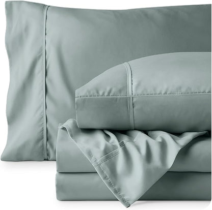 Bare Home Full Sheet Set - Luxury 1800 Ultra-Soft Microfiber Full Bed Sheets - Double Brushed - Deep Pockets - Easy Fit - 4 Piece Set - Bedding Sheets & Pillowcases (Full, Sea Spray)