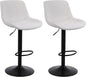 Bar Stools, Swivel Counter Height Barstools with Back, Adjustable Modern Bar Chairs, Tall Armless PU Leather Kitchen Island Stool (White, Set of 2)