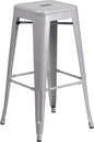 Flash Furniture Commercial Grade 30" High Backless Silver Metal Indoor-Outdoor BarStool with Square Seat