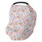 Vintage Wildflowers Baby Car Seat Covers Pink Floral Leaves Mushroom Butterflies Stretchy 5-in-1 Cover Adjustable Car Canopy Breastfeeding Cover Spring Garden Breathable Nursing Cover-Up