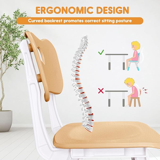 Kids Chair Adjustable Height Children Chairs Suitable for Children Age 2-8 with Foot Covers for Home Classroom Kindergarten and Children's venues Two-Pack