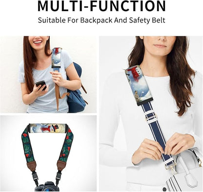Birds Snowman Winter Seat Belt Cover Fits Cars Trucks SUV Sedans Sweat Absorption Car Seatbelt Strap Cover, Christmas Snowflake Auto Interior Accessories Protector