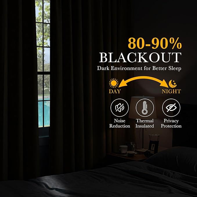 PONY DANCE Blackout Curtains Thermal Insulated Window Treatment Panels Room Darkening Blackout Drapes for Living Room Back Tab/Rod Pocket Bedroom Draperies, 52 x 54 Inch, Light Taupe, 2 Panels