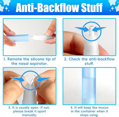 Baby Nasal Aspirator with 25 Hygiene Filters 2 Silicone Tips with Nose Cleaning Tweezer