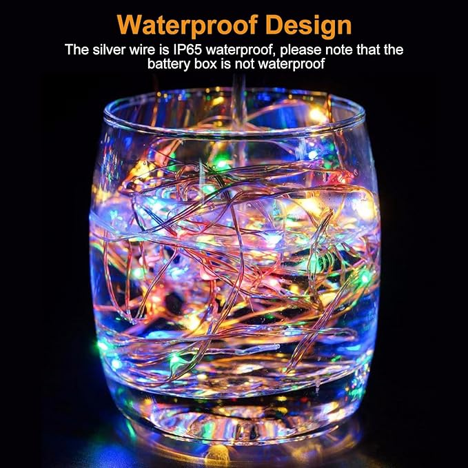 btfarm 12 Pack Fairy Lights Battery Operated [3 Modes], 7ft 20 Led Twinkle Lights String Lights Waterproof Bulk Small Mini Silver Wire for Mason Jars Vases Wedding Table Centerpiece, Colorful