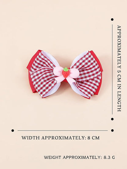 Strawberry Snap Clips Baby Girls Fruit Hair Bow Clips Strawberry Hair Ring Tie BBW24 (Set-Q)