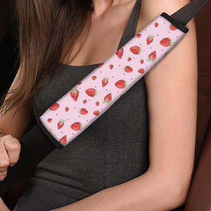 UNICEU Pink Strawberry Printed Neoprene Car Seatbelt Cushion Coversfor Women,Strawberry Car Accessories Seat Belt Covers Shoulder Pads Seatbelt Strap Cover for Cars,Backpack Shoulder Strap