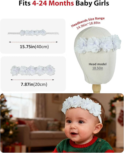 Fmeida Baby Girls Headbands for 4-24M | Soft Flower Crown (Fits 14.96"-18.89" Head)