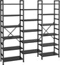 SUPERJARE Triple 6 Tier Bookshelf, Bookcase with 17 Open Display Shelves, Wide Book Shelf Book Case for Home & Office, Black