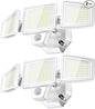 LED Security Lights Motion Sensor Outdoor Lights, 6500K Daylight, IP65 Waterproof, Dusk to Dawn, 3-Head Motion Detected Flood Light for Garage, Yard, Porch, White, 2 Pack