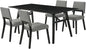 Armen Living Channell Mid Century Modern 5 Piece Black Wood Dining Table Set with Charcoal Fabric