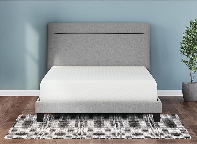 Signature Design by Ashley Queen Size Chime 12 Inch Medium Firm Memory Foam Mattress with Green Tea & Charcoal Gel for Pressure Relief, Fiberglass Free, Mattress In A Box