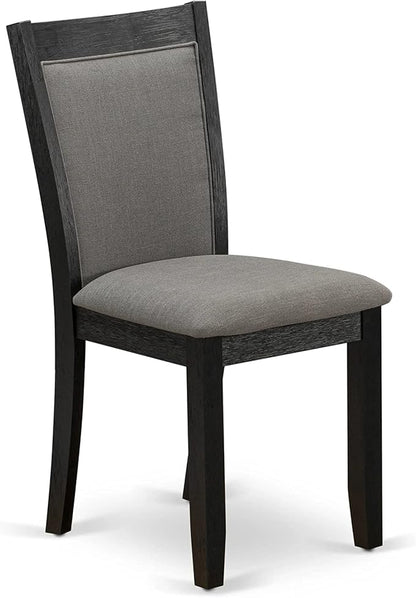 East West Furniture X627MZ650-6 6 Piece Dining Table Set Contains a Rectangle Kitchen Table and 4 Dark Gotham Grey Linen Fabric Parson Chairs with a Bench, 40x72 Inch, Multi-Color