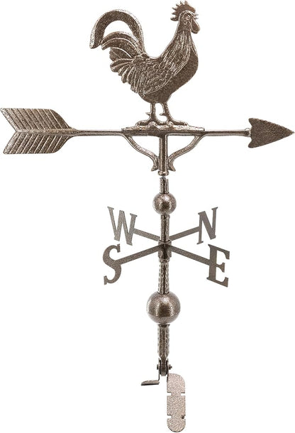 Most Color Options - Aluminum Rooster Weathervane - Made in The USA - Chicken weathervane - Rooster Decor - Rooster Weathervane for Roof - Roof Mount Included (4 to Choose from)