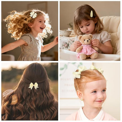 choicbaby 8pcs Baby Girl Hair Bow Clips Set, Yellow Toddler Hair Clips Boutique Grosgrain Ribbon Bow Hair Barrettes Accessories for Infant Toddler Kids