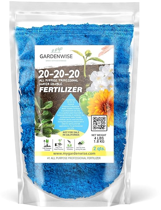 20-20-20 Water-Soluble Fertilizer – Powder for Liquid Plant Food for Indoor & Outdoor Plants, Orchids, Vegetables, Lawns, Flowers – 20 20 20 Fertilizer 2 Quarts (4 lbs)