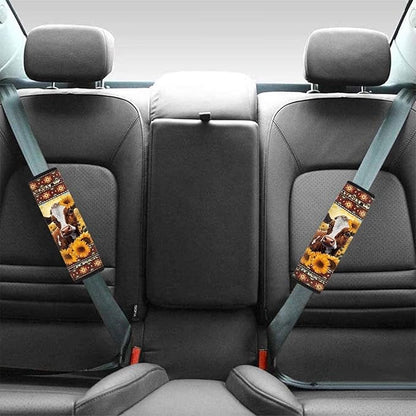 AFPANQZ 2PCS Cute Safety Seat Belt Cushion Cow with Sunflower Automotive Seat Belt Pillow Car Seats Accessories Driver Shoulder Protectors Universal Backpack Laptop Bags Straps Pads