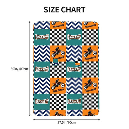 Personalized Baby Car Seat Canopy with Name – Custom Motocross Minky Nursing Cover for Boys, Soft Stroller Cover for Infants & Newborns, Carseat Canopy for Breastfeeding