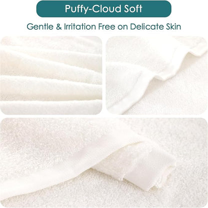 Baby Washcloths 6 Pack, 10x10 inch Heavenly Soft Small White Wash Cloths for Face and Body, Gentle & Safe Face Towel on Sensitive Skin, Baby Essentials Bath Shower Gifts for Newborn Kid Toddler Child