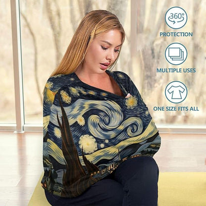 Van Gogh's Starry Sky Stretchy Baby Car Seat Cover Soft Breathable Nursing Cover Breastfeeding Cover Multiuse Infant Carseat Stroller Cover for Girls and Boys