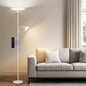SIBRILLE Upgraded 2-Light Torchiere Floor Lamp - 34W Color Changing Standing Lamp with Remote, Rotatable Floor Reading Light, Modern Standing Light with for Living Room Bedroom Office, White