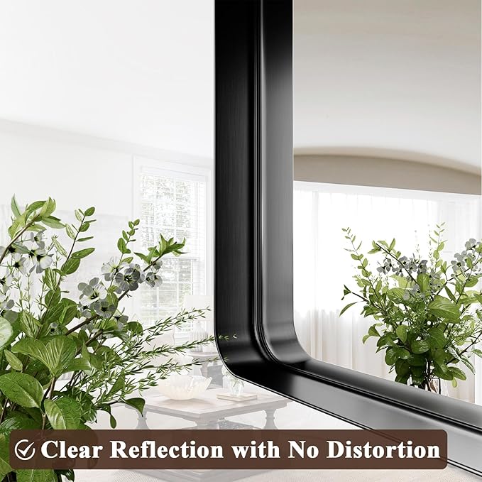 55"x 30" Black Bathroom Mirror - Aluminum Framed Wall Mirror, Bathroom Wall Mounted Vanity Mirror, Modern Bathroom Mirror, Bedroom, Living Room Wall Mirror, Hang Horizontally or Vertically