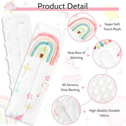 Baby Car Seat Strap Cover 2 Pack Unicorn Car Seat Straps Shoulder Pads, Seat Belt Cushions Pads for Infant Car Seats, Stroller, Pushchair