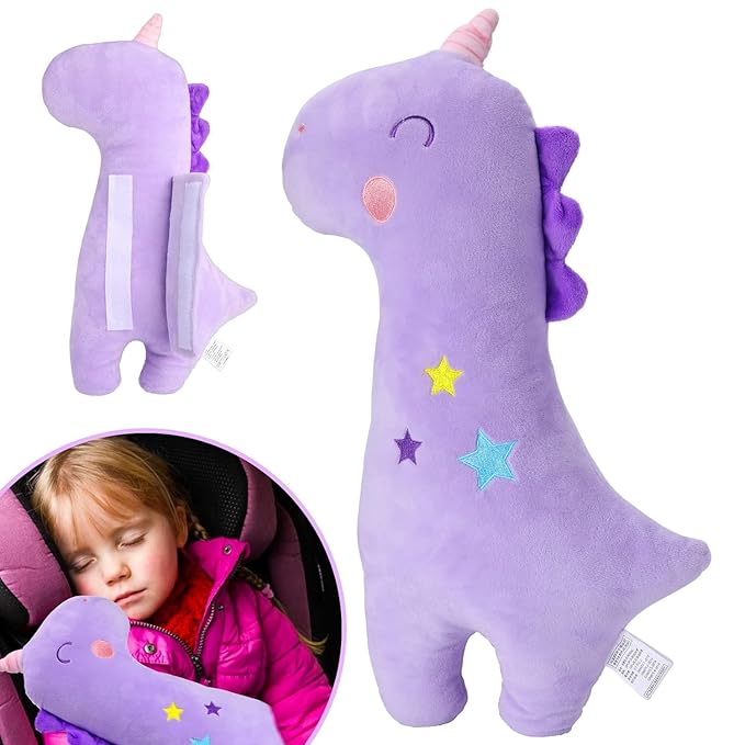 Barelove Seat Belt Cover Pillow for Kids, Car Seatbelt Cushion Shoulder Neck Support Protector Pad, Soft Stuffed Plush Travel Vehicle Belts Strap Pillow for Kids Headrest Christmas Gifts (Unicorn)