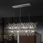 Modern Crystal Firework Chandelier, Linear Dining Room Lighting Fixtures Hanging, Chrome Dandelion Chandelier LED Pendant Lighting for Dining Room, Bedroom, Living Room (12-Light, 35.5")
