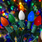 25Ft LED Christmas Lights Multicolor C7 Vintage Christmas Lights with 27 Colored Plastic LED Bulb Light(2 Spare), Old Fashioned Xmas Hanging Light Outdoor for Roof Patio Party Xmas Decor