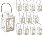 Kate Aspen Decorative Lanterns - Set of 12 - Luminous Distressed Metal Lantern Candle Holders for Wedding, Home Decor and Party - 4.5" H (6.5" H with Handle) – White