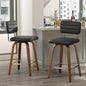 Counter Height Bar Stools Set of 2 Wood Swivel Bar Stools for Kitchen Island Modern Square Barstools with Leather Back Cushion Industrial Vintage Bar Chair Rustic Furniture for Home Pub 26 Inch Grey