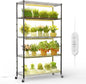 FREELICHT DIY Plant Shelf with Grow Light, 5-Tier, 2FT 5000K 120W(4x30W), Full Spectrum, Metal Plant Stand with Adjustable Rack and Wheel, LED Grow Lights with Timer for Seed Starting 35.4x13.8x61.5IN