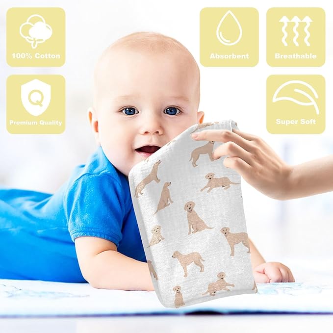 vvfelixl Baby Cotton Washcloths Labrador Retriever Dog Infants Bath Towel for Unisex Face Towels for Newborn, Natural Baby Wipes Delicate Skin, 11.8 X 11.8 inch, one sizex3
