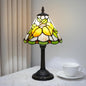 Tiffany Style 8 Inch Apricot Stained Glass Table Lamp,Handmade Accent Lamp with Resin Base Retro Night Light for Bedroom, Office Living Room,Restaurant Farmhouse Decor Ambient Lighting