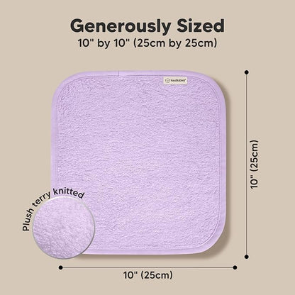 6-Pack Baby Washcloths – Soft Absorbent Viscose from Bamboo Washcloths for Face, Body, Baby Towels for Newborn, Kids, Toddlers, Infant,Gentle on Sensitive Skin,10x10 Reusable Face Towels(Soft Lilac)