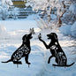 WONDER GARDEN Metal Dog Decor for Outside - 2 Pack Garden Stakes Decorative, Black Dog Silhouette Statues Lawn Ornaments Yard Patio Decor Women Men Mom Gifts