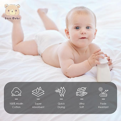 Ease Cubs 12 Pack Muslin Washcloths for Baby - 100% Cotton Baby Wash Cloths for or Baby Face Body Comfy and Soft for Newborn Infants Kids Girls and Boys - 12"x12" - Brown, Honey and Bean Paste Series