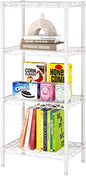 SINGAYE 4 Small Shelves Storage Shelf Wire Shelving Unit Metal Shelf Adjustable Organizers Storage Shelving with Wheels for Bathroom Laundry Room Kitchen Pantry11.5”D x 17.3”W x 44.5”H White